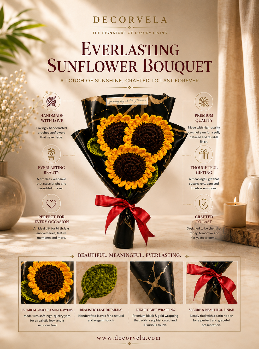 🌻 Everlasting Sunflower Bouquet