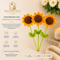 Decorvela Handmade Crochet Sunflower Bouquet (Set of 3) | Premium Forever Flowers for Home Decor & Gifting