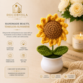 Decorvela Handmade Crochet Sunflower Pot | Premium Sunflower Home Decor & Gift